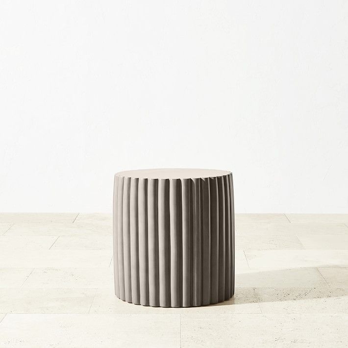 Tropea Fluted Accent Table, Fiberstone, Grey | Williams-Sonoma