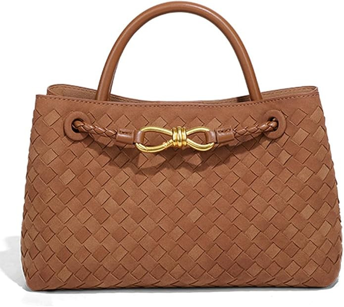 Suede Woven Tote Bag for Women PU Leather Hobo Bags Trendy Crossbody Purse Shoulder Satchel Bag T... | Amazon (US)