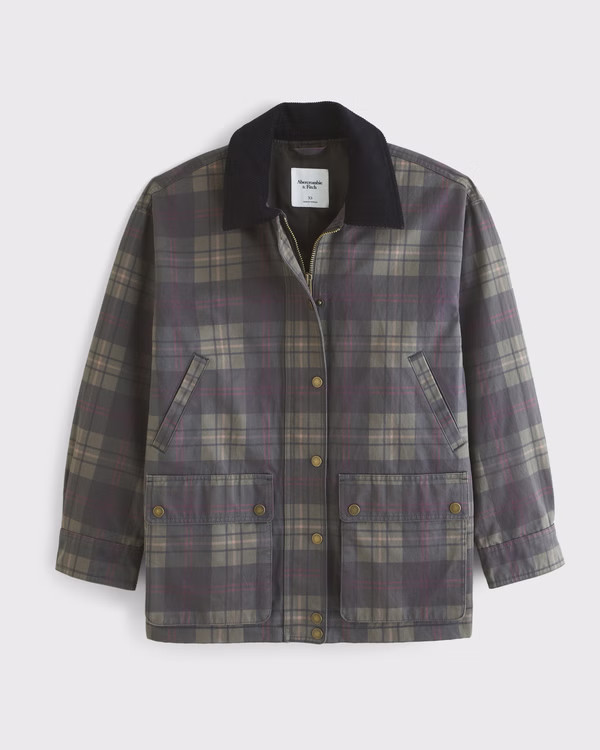 Women's Mid-Length Waxed Barn Jacket | Women's Coats & Jackets | Abercrombie.com | Abercrombie & Fitch (US)