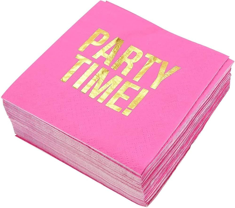 Hot Pink Paper Napkins - Perfect for Parties and Special Occasions (5 x 5 Inches, Gold Foil, 50 P... | Amazon (US)