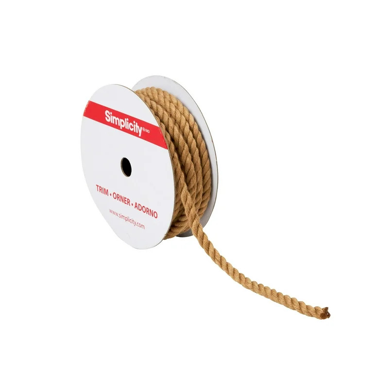Simplicity Trim, Tan 1/4 inch 3 Ply Twisted Cord Trim Great for Apparel, Home Decorating, and Cra... | Walmart (US)