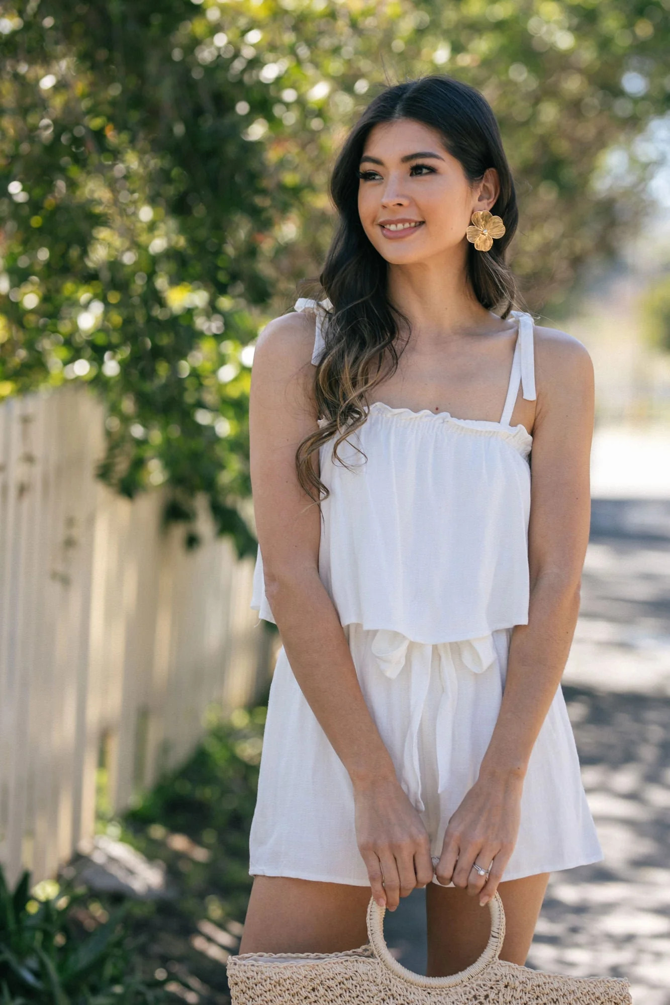 Blanca Tie Shoulder Romper | Morning Lavender