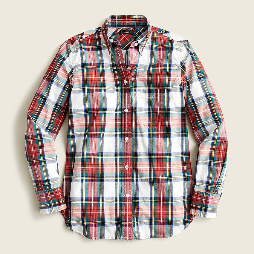 Classic-fit washed cotton poplin shirt in Snowy Stewart tartan | J.Crew US