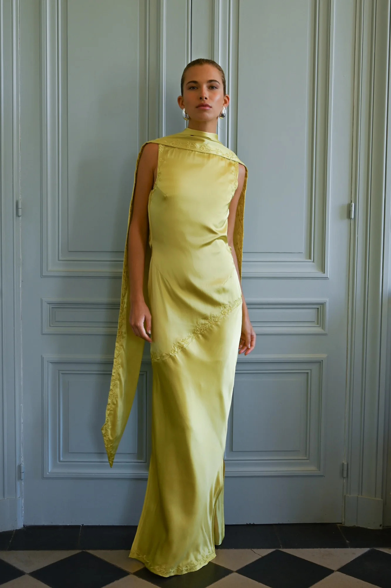 Nina Silk Dress — Chartreuse | Yellow The Label