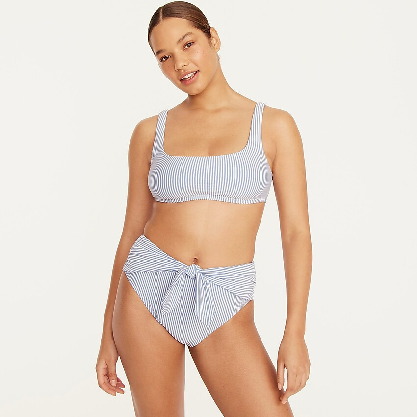 Squareneck bikini top in seersucker | J. Crew US