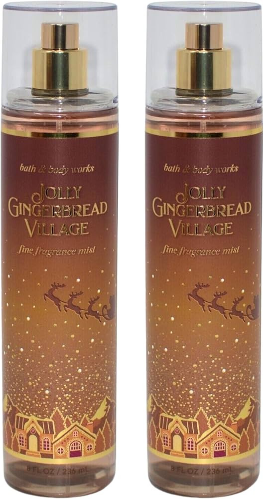 Bath & Body Works Fine Fragrance Mists, Set of 2, 8oz Each Bottle (Jolly Gingerbread Village) | Amazon (US)