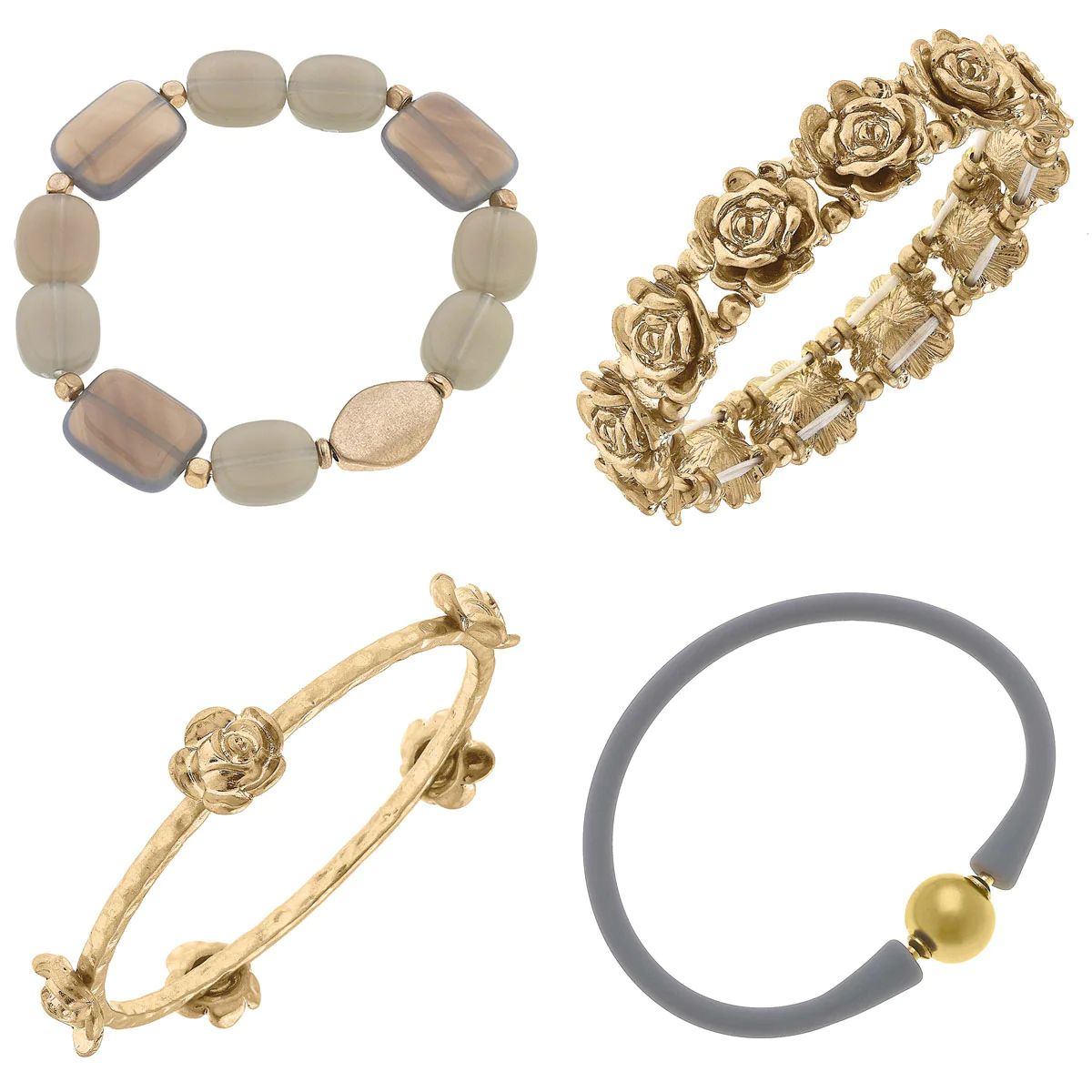 Gemstone & Roses Bracelet Stack - APRIL Stack of the Month | CANVAS