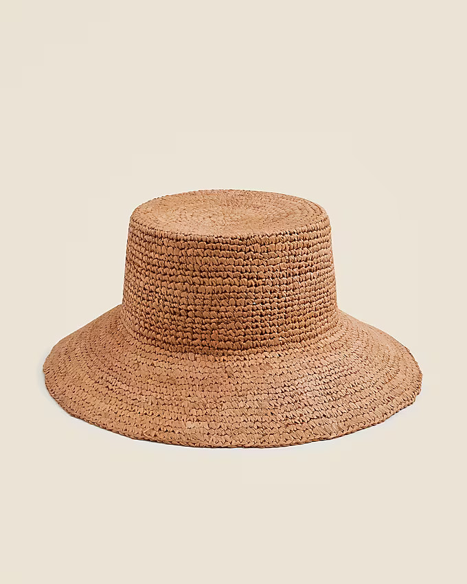 Wide-brim raffia bucket hat | J. Crew US