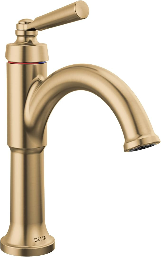 Delta Faucet Saylor Single Hole Bathroom Faucet, Gold Bathroom Faucet, Single Handle Bathroom Sin... | Amazon (US)