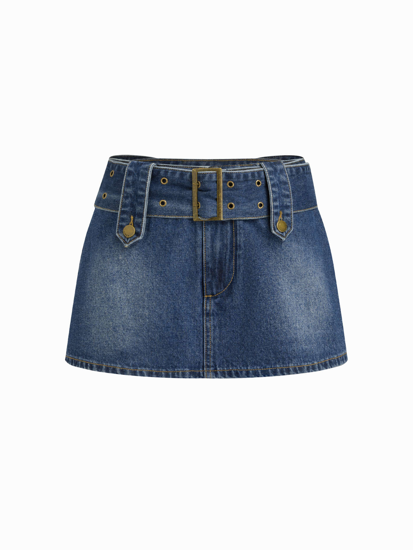 Denim Low Rise Mini Skort With Belt | Cider