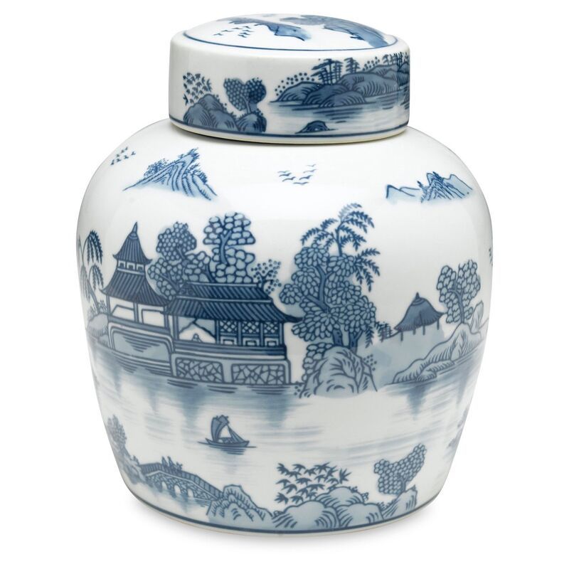 9" Lavieille Jar, Blue/White | One Kings Lane