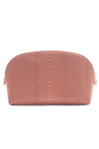 Blush Snake-Effect Leather Cosmetics Clutch | Mel Boteri