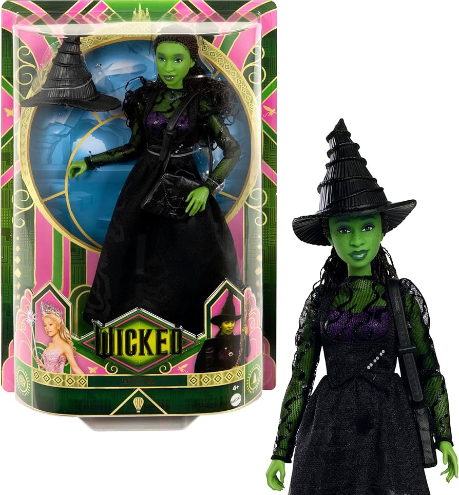 Mattel Universal Wicked Elphaba Fashion Doll & Accessories with Green Skin, Braided Black Hair, P... | Amazon (US)