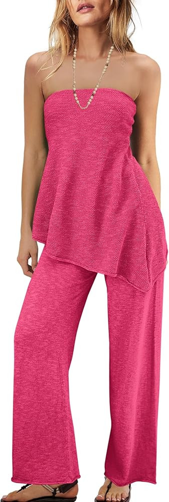 Panadila Womens Off Shoulder Sweater Set 2 Piece Outfits Summer Vacation Knit Matching Lounge Set... | Amazon (US)