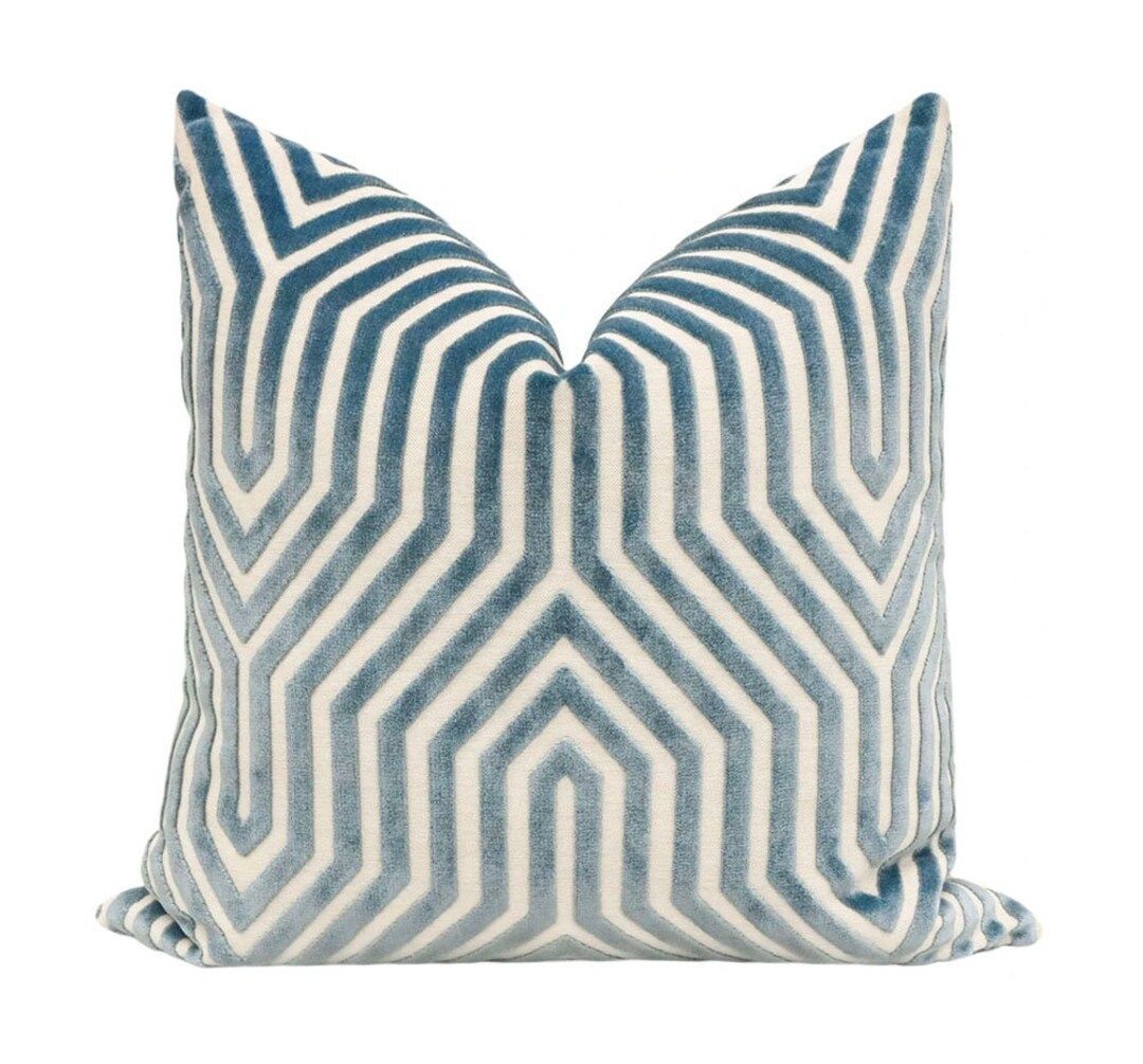 Vanderbilt Velvet // Marine pillow COVER ONLY | Schumacher fabric | blue solid print | home decor... | Etsy (US)