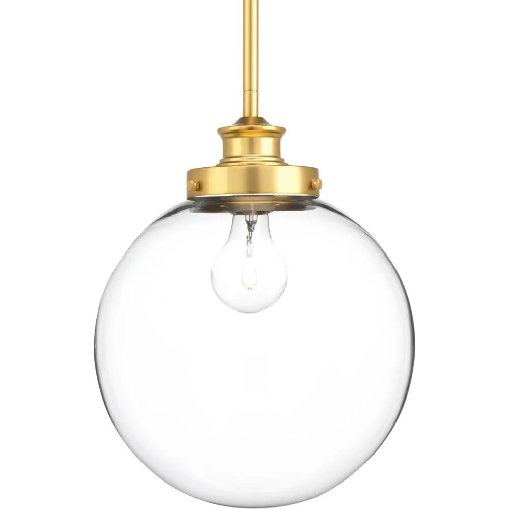 Progress Lighting Penn Natural Brass Transitional Clear Glass Globe Small Hanging Pendant Light | P5070-137 | Lowe's