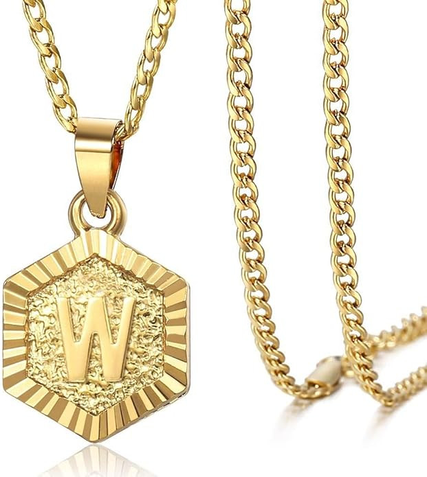 Trendsmax Hexagon Initial Letter A to Z Alphabet Pendant Necklace for Women Girls Gold Plated Sta... | Amazon (US)