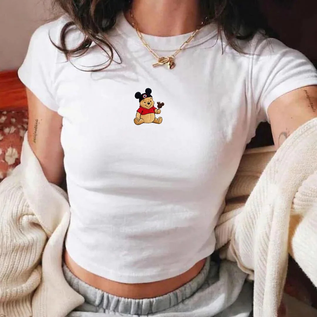 EMBROIDERED Disney Eddy Winnie the Pooh Mickey Ice Cream Baby Tee, Winnie the Pooh Mickey Head Te... | Etsy (US)