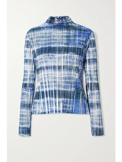 SemSem - Tie-dyed Plissé-lamé Turtleneck Top - Blue | NET-A-PORTER (US)