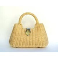 Woven Wicker Bag, Ivory, Distinctive, Coated Rattan, Vintage | Etsy (US)