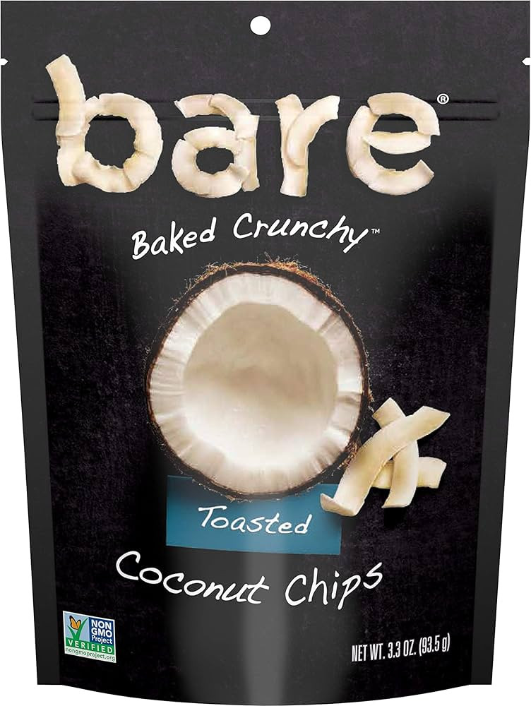 bare Baked Crunchy Coconut Chips, Toasted, 3.3oz Shareable Bag | Amazon (US)