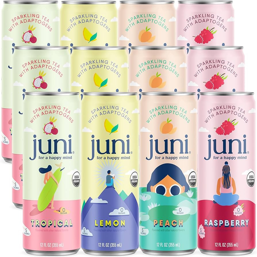 Juni Sparkling Tea with Adaptogens, Zero Sugar, 5 Calories, Organic Adaptogen Drink with Natural ... | Amazon (US)