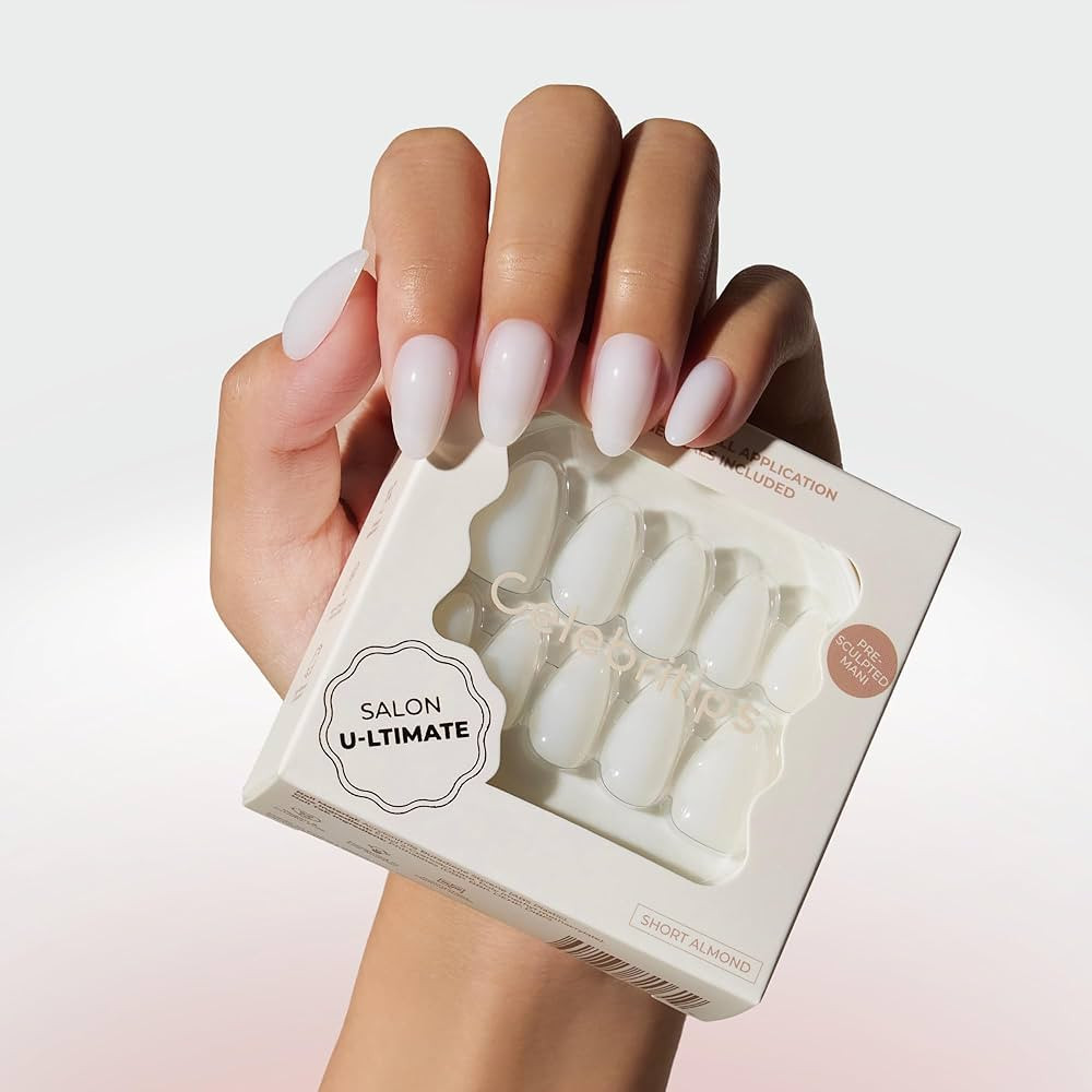 Celebritips Press On Nails - Salon U-ltimate\u2122 | Sheer Milk, Short Almond Nails, Reusable | 1... | Amazon (US)