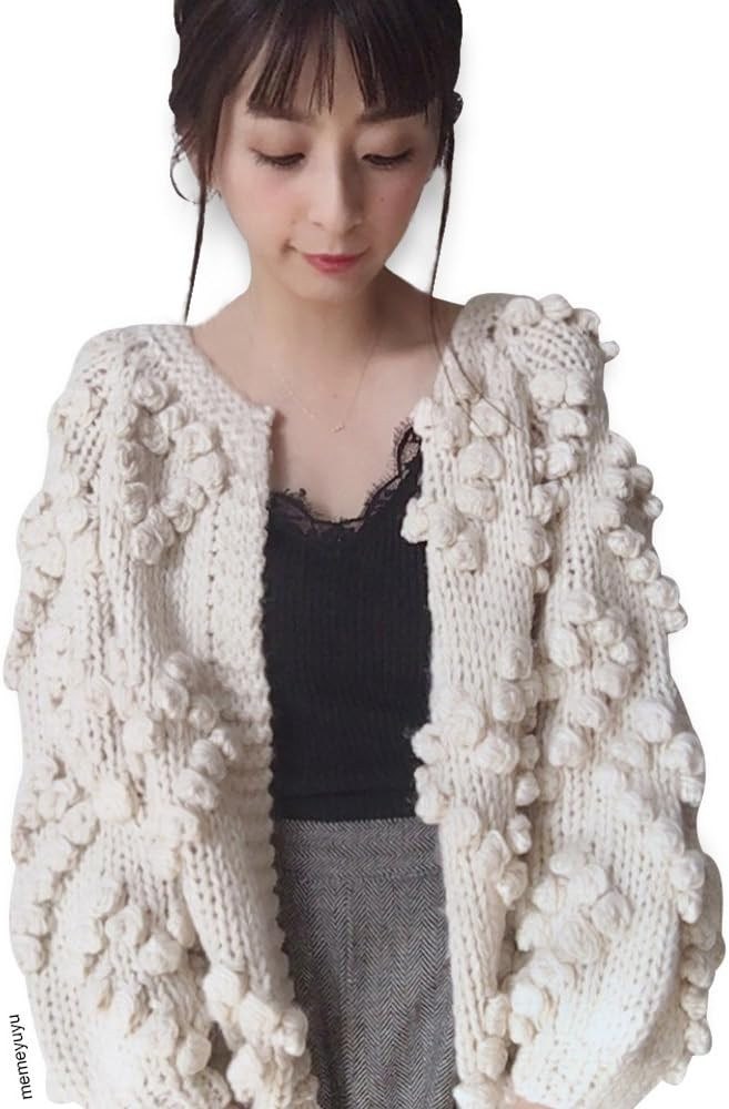 CHICWISH Women's Soft Heart Shape Balls Hand Knit Open Front Hot Pink/Ivory/Lavender/Pink/Army Gr... | Amazon (US)