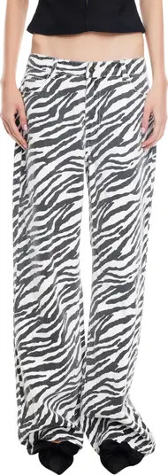 LIONESS Top Model Zebra Stripe Low Rise Baggy Jeans | Nordstrom | Nordstrom