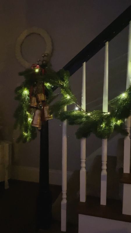 This Christmas garland is so cute on my little banister! I still can’t decide if I love it more during the day or at night with the twinkle of the Christmas lights !

The quality is great and it’s affordable! If you’re still searching for some last minute Christmas decor, this garland and gold bells are the perfect easy addition of holiday magic to your home.



#LTKSeasonal #LTKhome #LTKHoliday