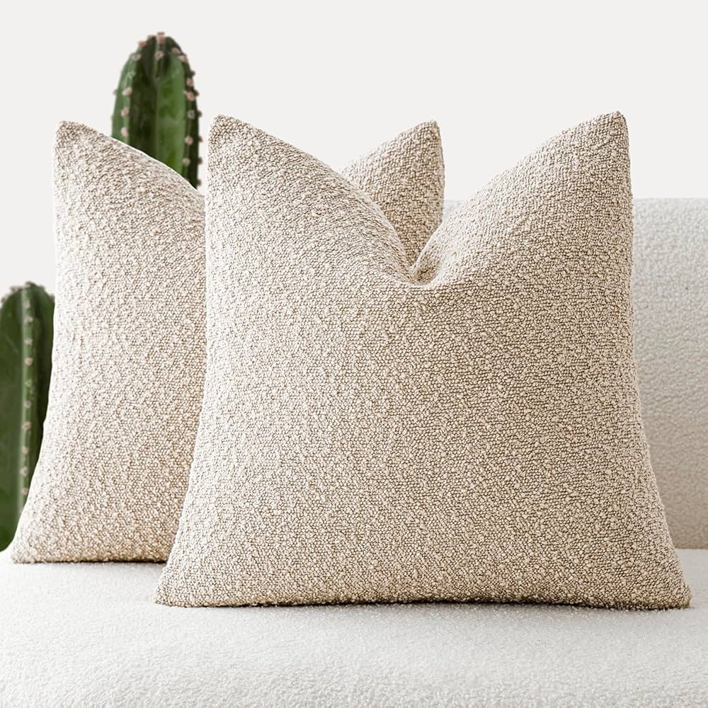 Foindtower Pack of 2 Textured Boucle Throw Pillow Covers Accent Solid Pillow Cases Cozy Soft Deco... | Amazon (US)