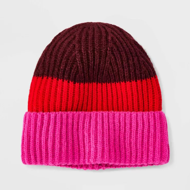 Adult Colorblock Beanie - A New Day™ Burgundy | Target