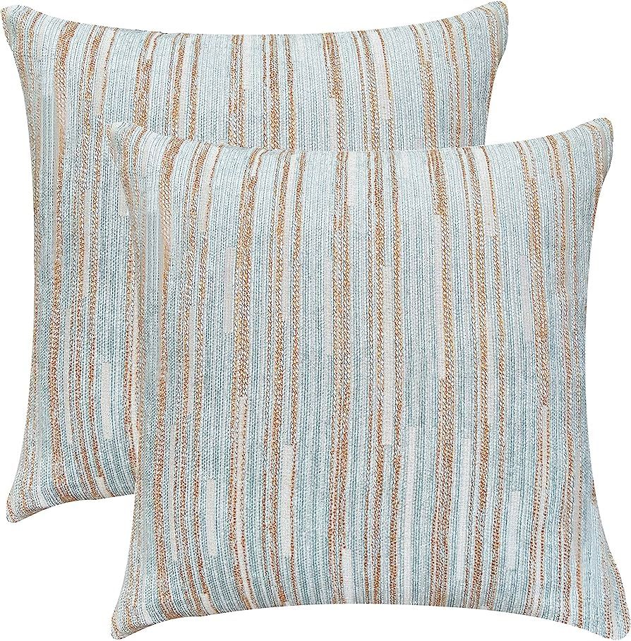 Yeiotsy Pillow Cases Blue, Pack of 2, Decorative Throw Pillow Covers Striped Bohemia Couch Cushio... | Amazon (US)