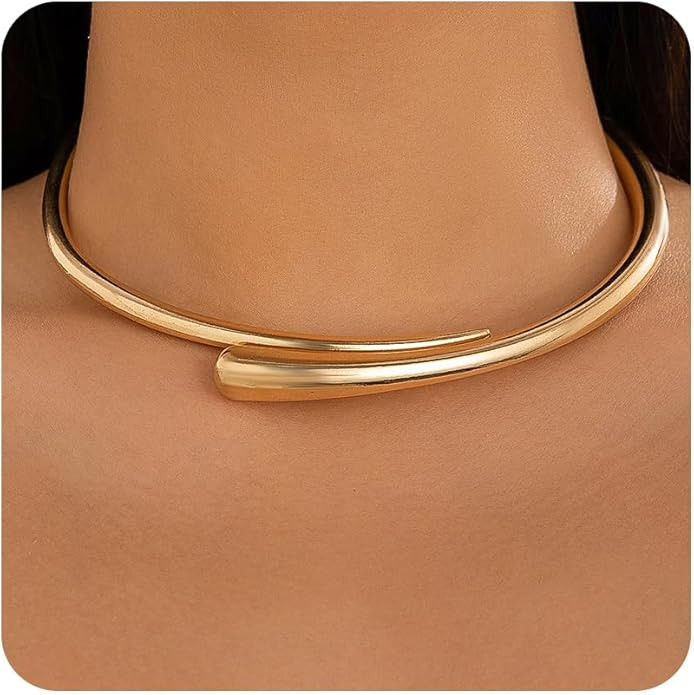 Gold Silver Chunky Choker Necklace For Women Waterdrop Choker Collar Necklace Bold Statement Neck... | Amazon (US)