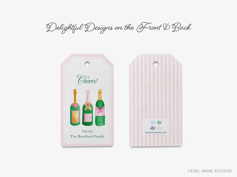 Champagne Bottle Gift Tags | Cheers Tag | Birthday Gift Tag | Watercolor Painted Tag | Birthday F... | Etsy (US)