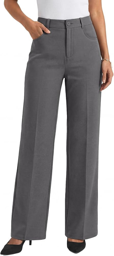LILLUSORY Women Straight Leg Dress Pants High Waisted Business Casual Work Trousers with Pockets | Amazon (US)