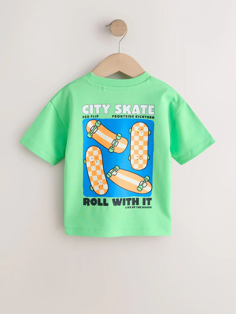 Green Skateboard Short Sleeve Back Print T-Shirt (3mths-7yrs) | Next US