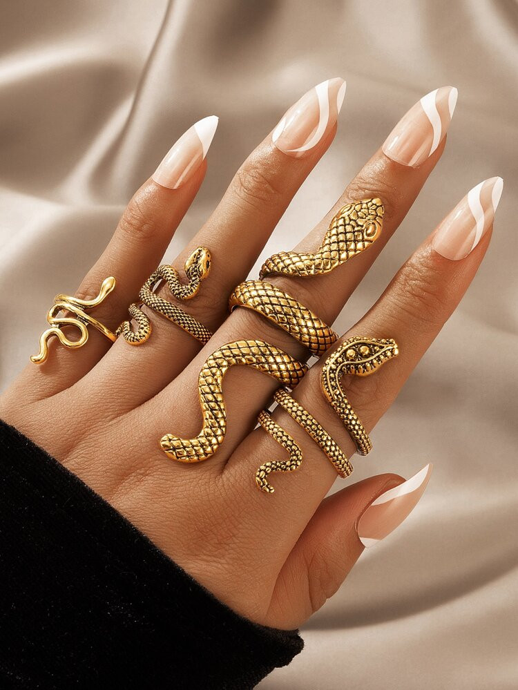 4pcs Snake Design Ring | SHEIN