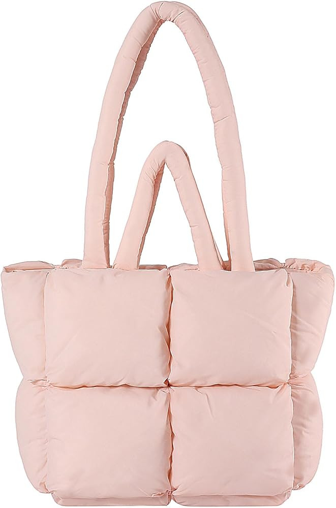 Small Quilted Tote Bag, Puffer Tote Bag for Women, Puffy Bag Checkered Purse Handbag, Fashion Sof... | Amazon (CA)