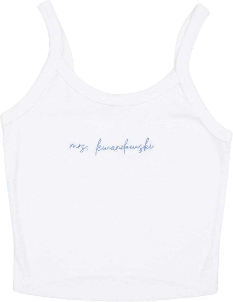 Embroidered Custom Bride Crop Top Personalized Mrs Tank Top Wifey Tshirt Bachelorette Shirts Brid... | Amazon (US)