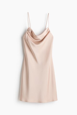 H & M - Tie-Detail Satin Slip Dress - Beige | H&M (US + CA)