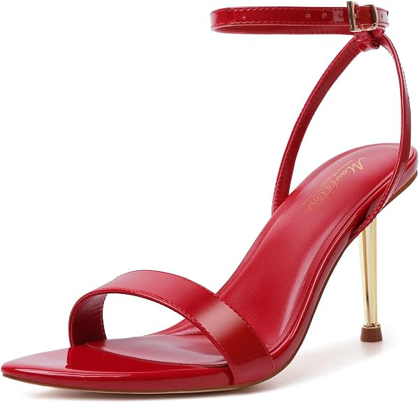 Mostrin Strappy Heels for Women Ankle Strap Heels Women's Heeled Sandals for Party Prom Wedding | Amazon (US)