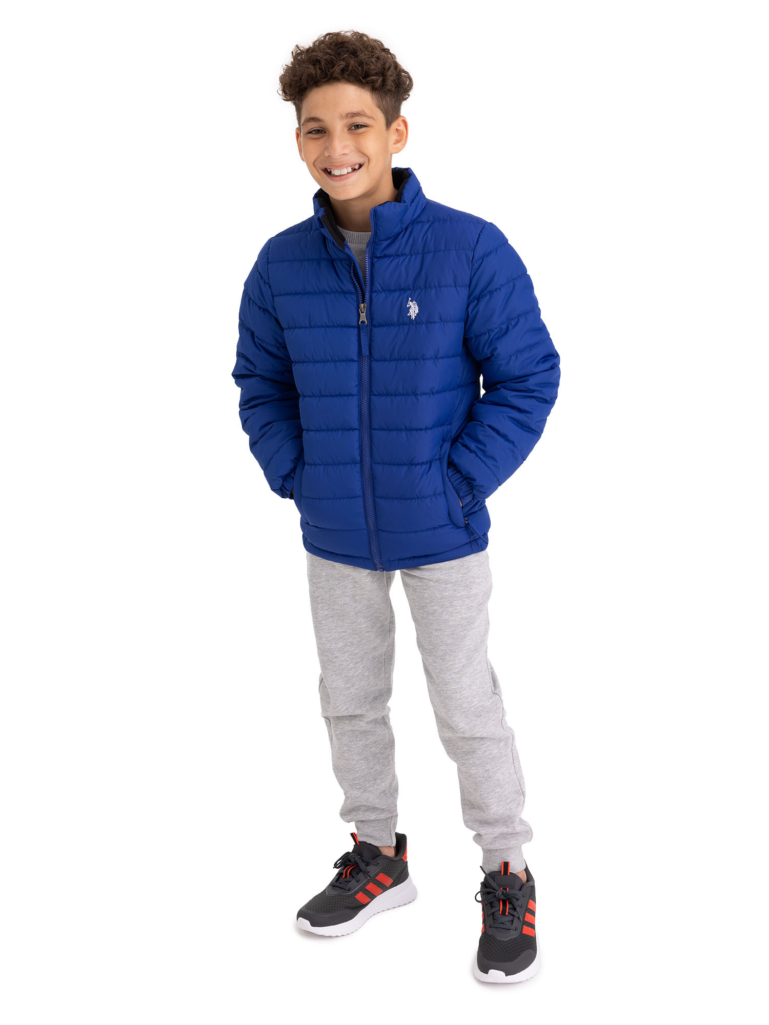 U.S. Polo Assn. Boys Midweight Quilted Jacket with Logo, Sizes 6-16 | Walmart (US)