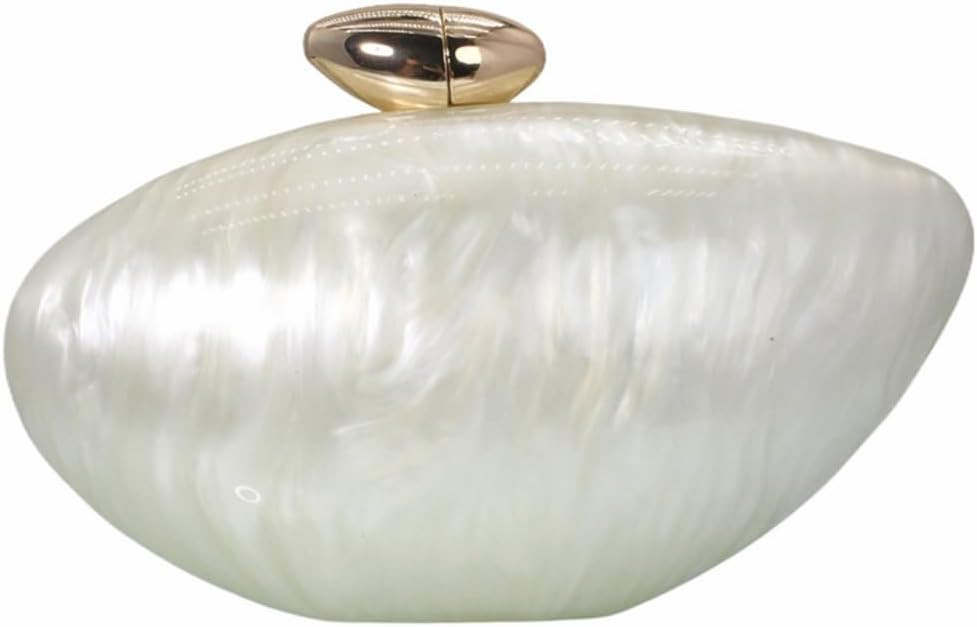 Shell Shape Acrylic Clutch Trendy Metallic Acrylic Evening Bag Shiny Egg Purses and Handbags for ... | Amazon (US)