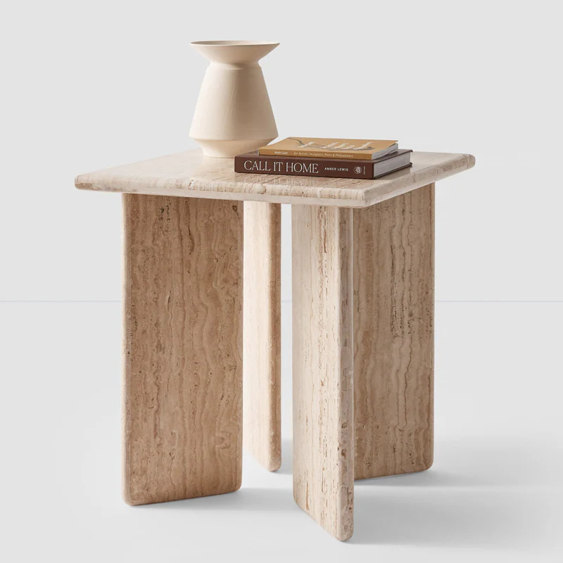 Amata Travertine Side Table | The Citizenry