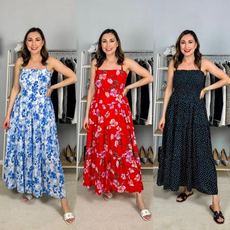 One dress, three different patterns! Which one is your fav?⬇️

Blue and white floral maxi dress size small regular length, TTS
Red floral maxi dress size small regular length, TTS
Black polka dot maxi dress size small regular length, TTS
White sandals size 7, TTS
Black sandals size 7, slightly big on narrow feet 

Summer dresses 
Vacation dresses 
Maxi dress 
Summer dress 
Sun dress 


#LTKSeasonal #LTKTravel #LTKStyleTip