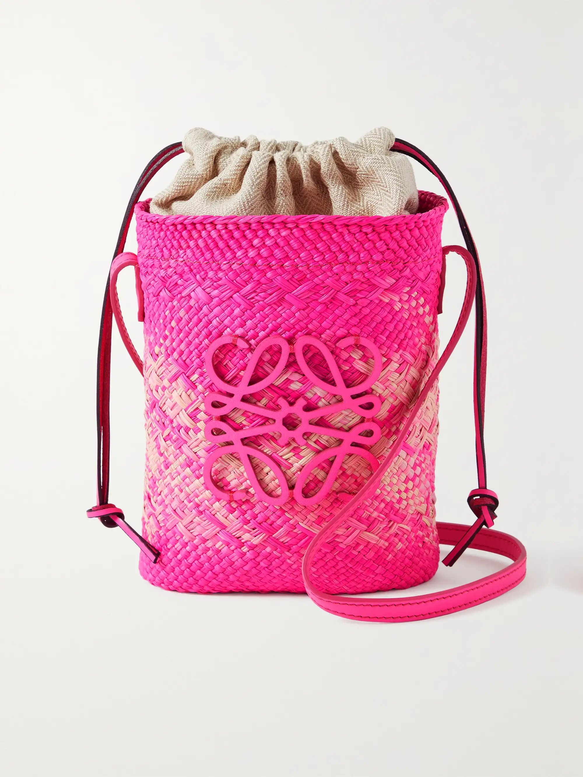 + Paula's Ibiza leather-trimmed raffia shoulder bag | NET-A-PORTER (US)
