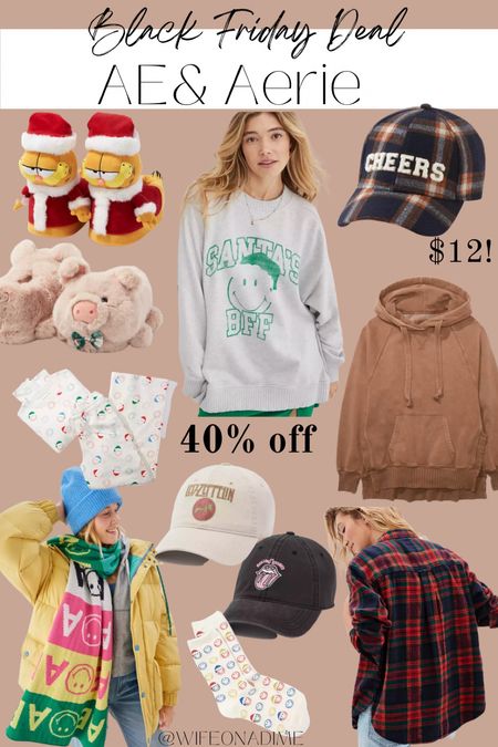 American Eagle & Aerie Black Friday deal! 40% off sweatshirts, 30% off the site including jeans. Teen gift idea! Teen gift guides. Smiley face sweatshirt, smiley scarf. 

#LTKCyberweek #LTKGiftGuide #LTKHoliday