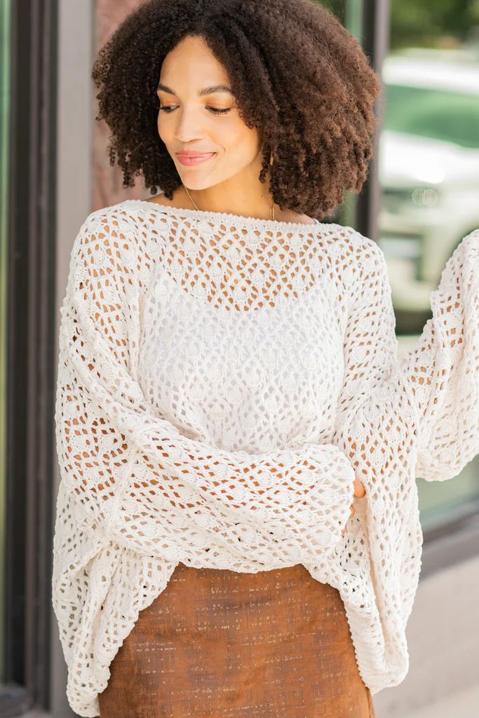 Sweet And Simple Ivory White Chenille Sweater | The Mint Julep Boutique