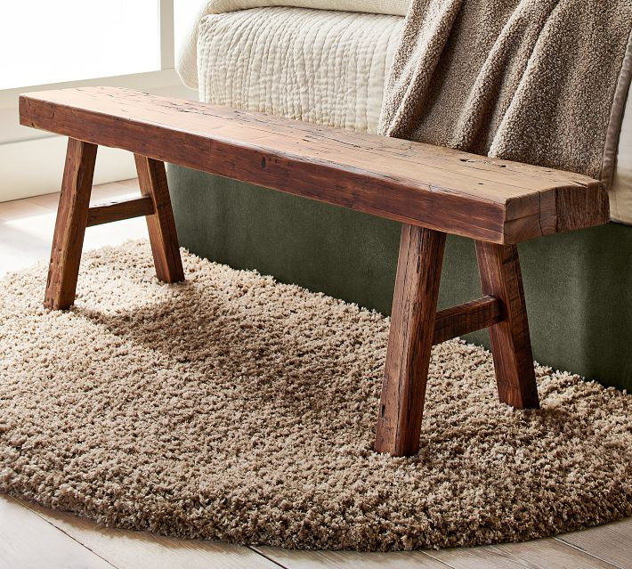 Rustic 60"" Reclaimed Wood Bench, Weavers Brown | Pottery Barn (US)
